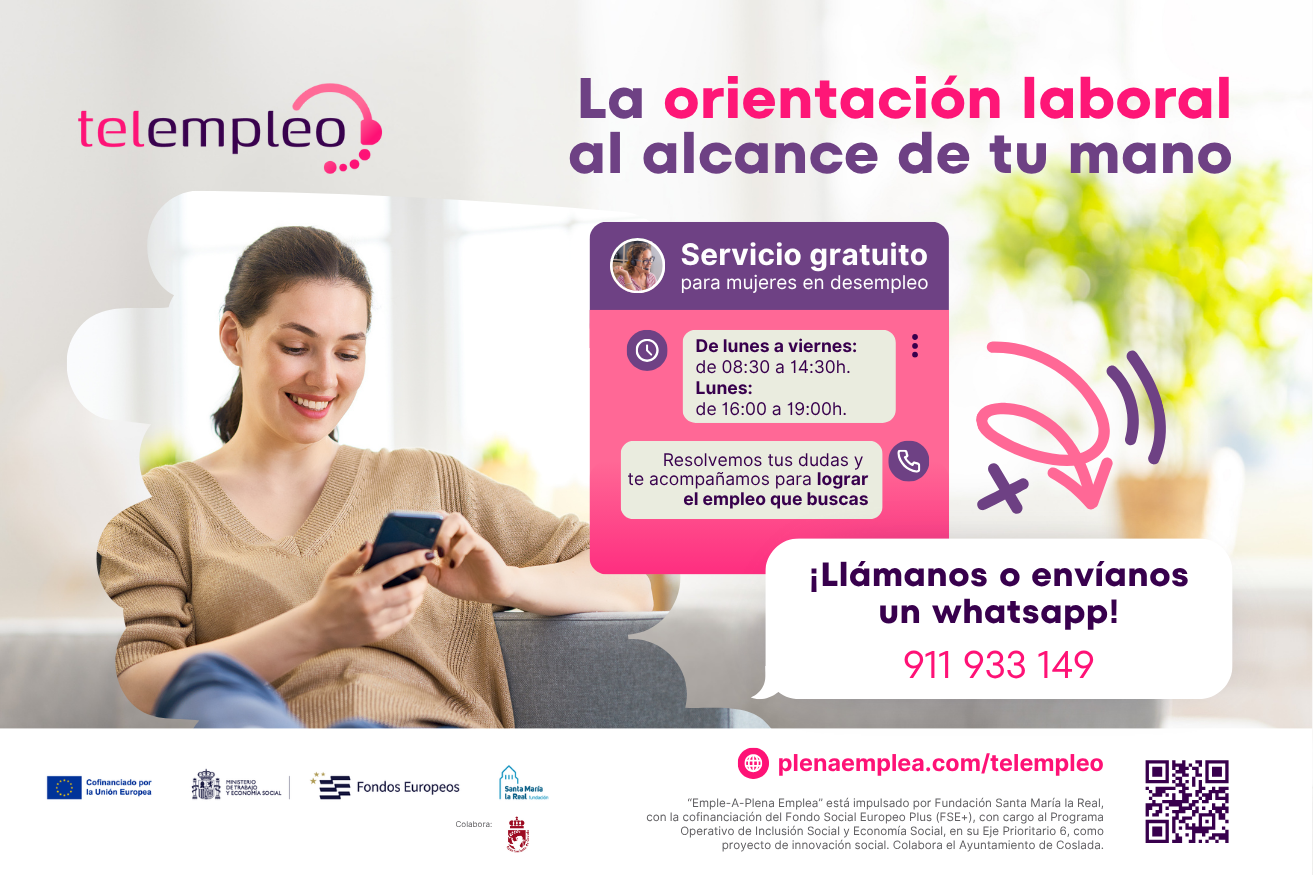 El Ayuntamiento de Coslada colabora en “Telempleo”, el servicio gratuito de orientación laboral para mujeres