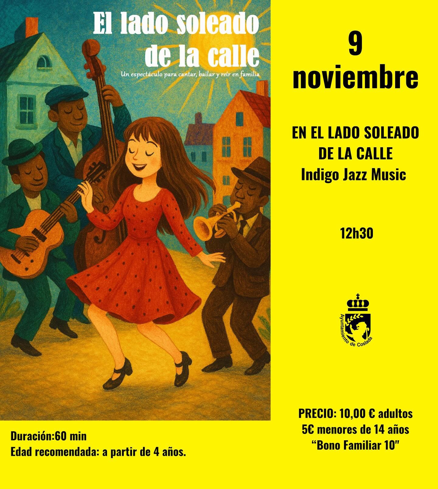 El domingo 9 de noviembre, a las 12:30 horas, en el Teatro Municipal de Coslada se representará “El lado soleado de la calle”