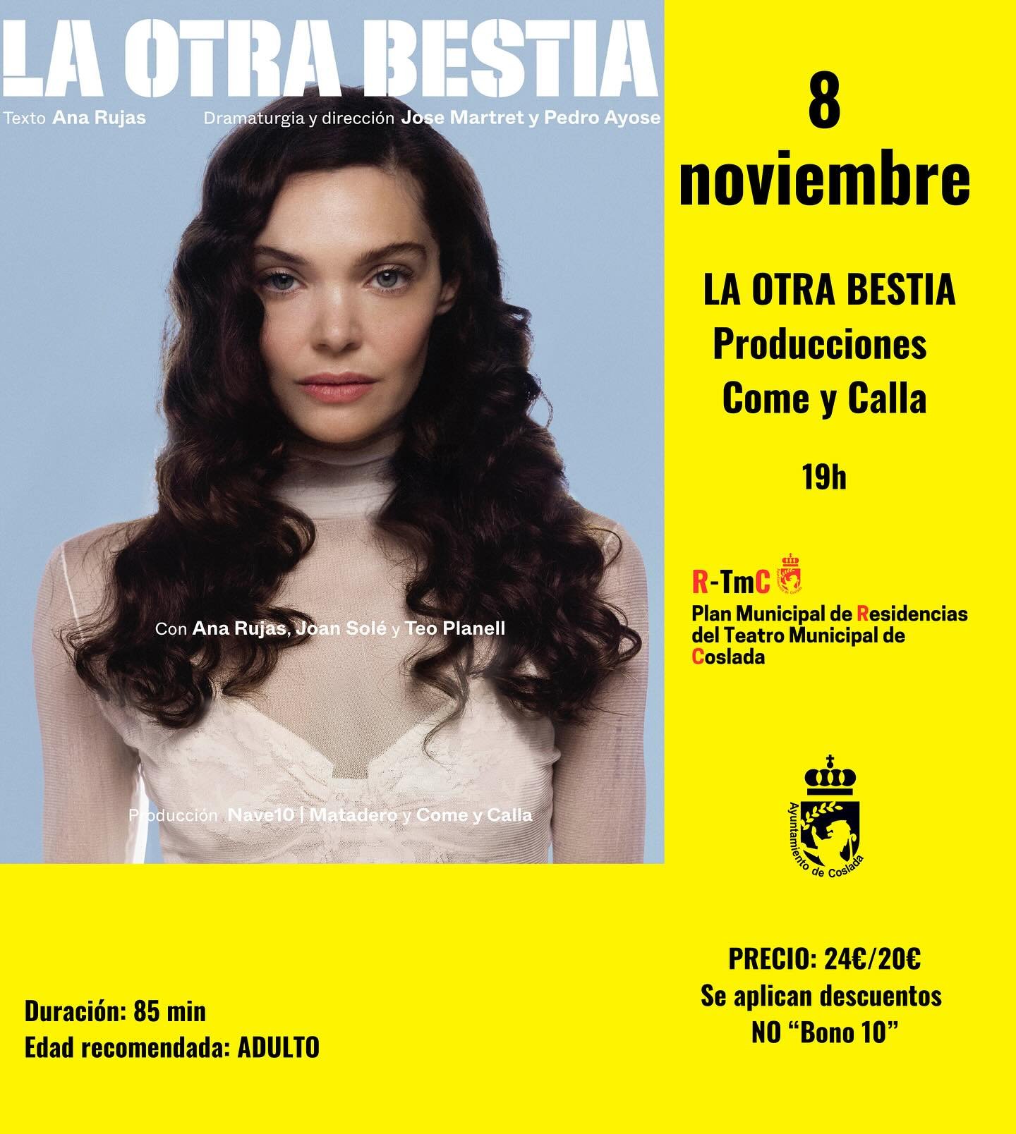 “La otra bestia”, el proyecto escénico de Ana Rujas, llega al Teatro Municipal de Coslada este sábado a las 19 horas