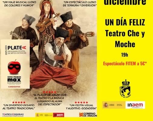 El Teatro Municipal acogerá la representación de Un día feliz, una propuesta escénica que combina teatro musical, improvisación y música.