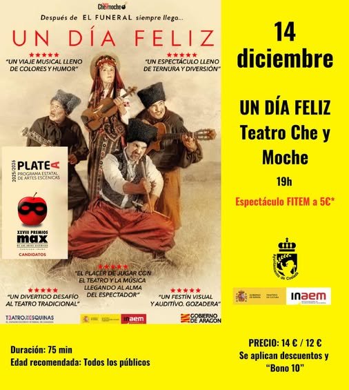 El Teatro Municipal acogerá la representación de Un día feliz, una propuesta escénica que combina teatro musical, improvisación y música.