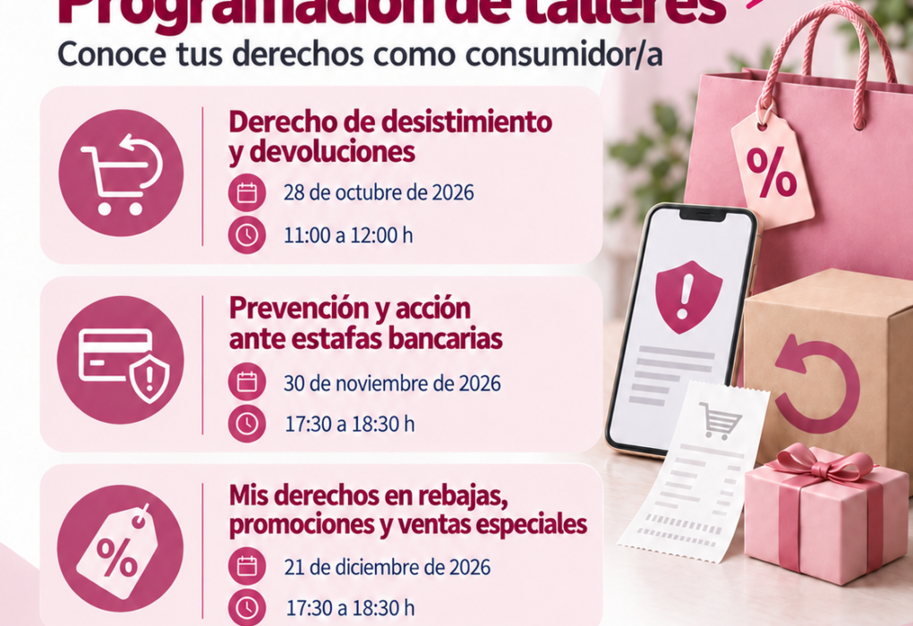 Coslada organiza tres talleres gratuitos para conocer y defender los derechos de las personas consumidoras