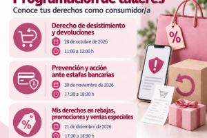 Coslada organiza tres talleres gratuitos para conocer y defender los derechos de las personas consumidoras